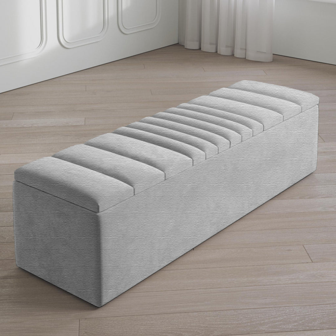 Large Naples Ottoman Storage Box - Striped Upholstered Blanket Box