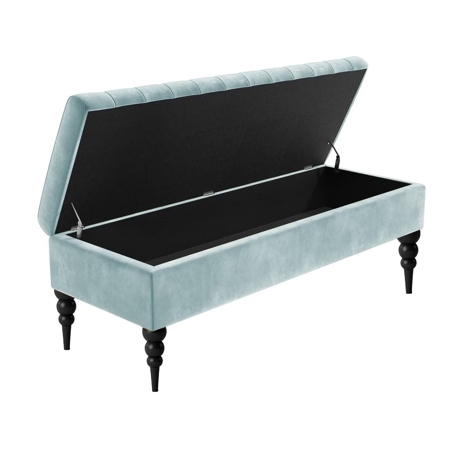 Sierra Ottoman Storage Bench with Black Turned Wooden Legs