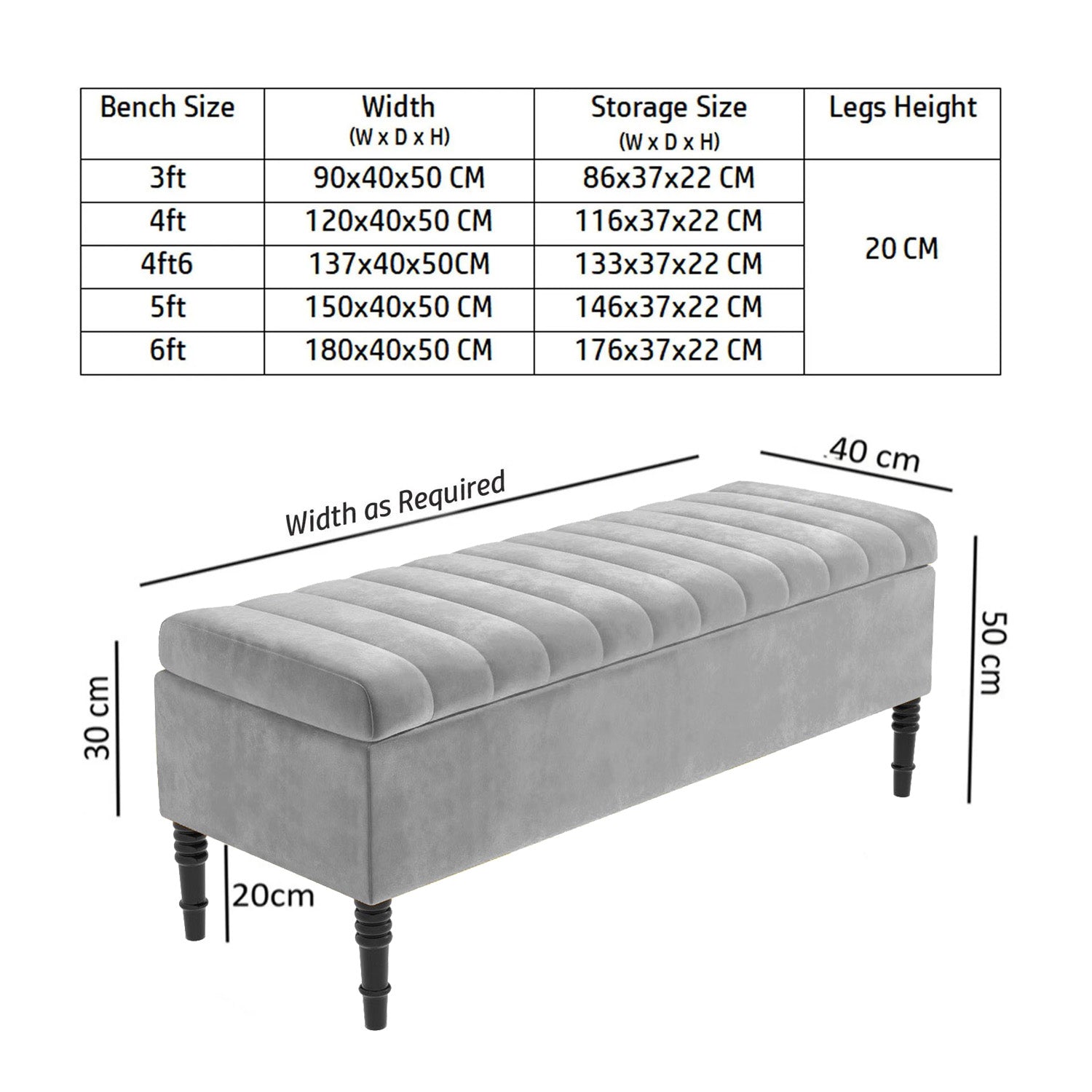 Paris Striped Ottoman Bench with storage