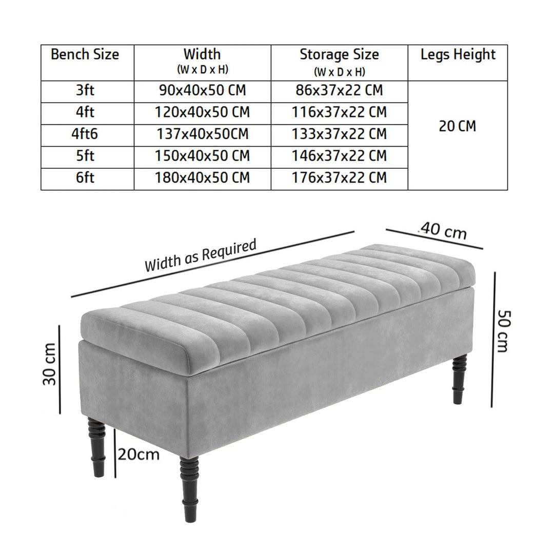 Paris Striped Ottoman Bench with storage