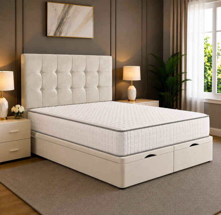 Solis Square Tufted Divan Storage Ottoman Bed Frame
