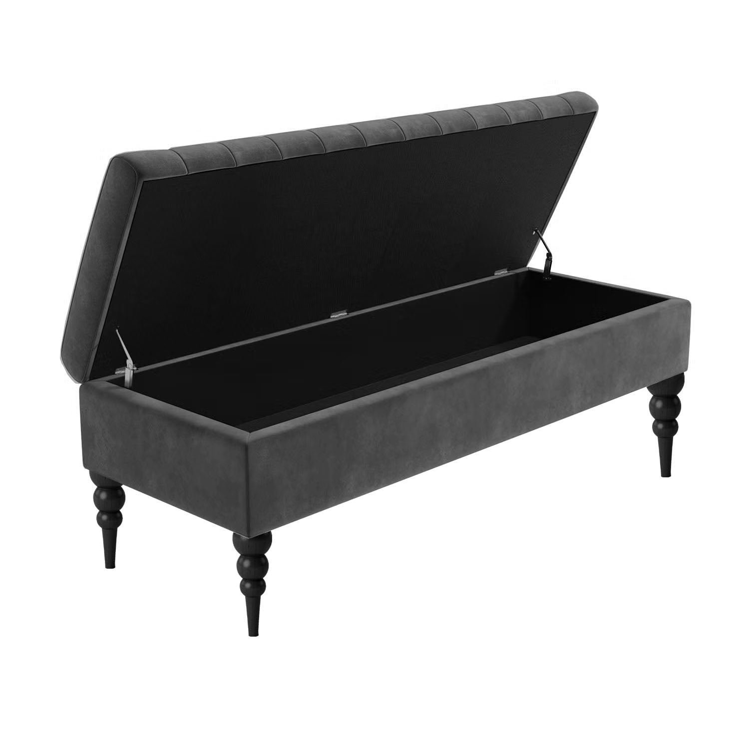 Sierra Ottoman Storage Bench with Black Turned Wooden Legs