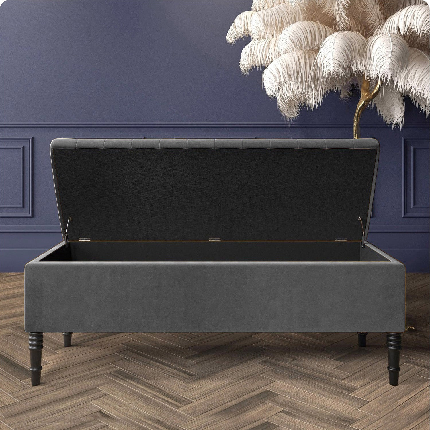 Paris Striped Ottoman Bench with storage