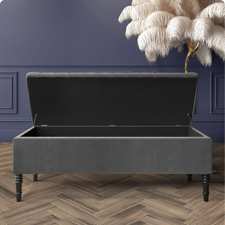 Paris Striped Ottoman Bench with storage