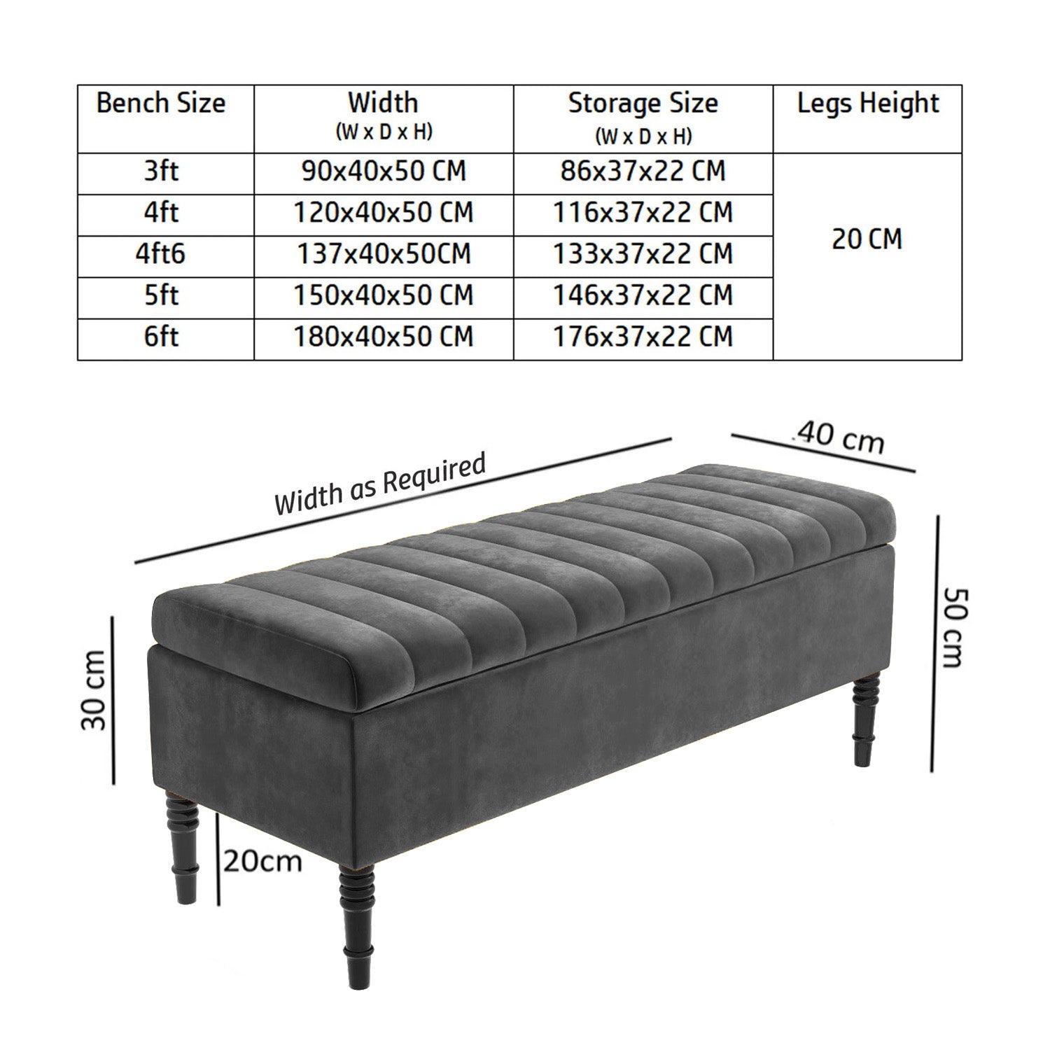 Paris Striped Ottoman Bench with storage