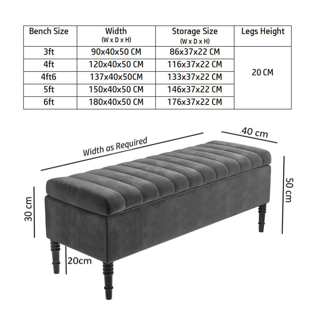 Paris Striped Ottoman Bench with storage