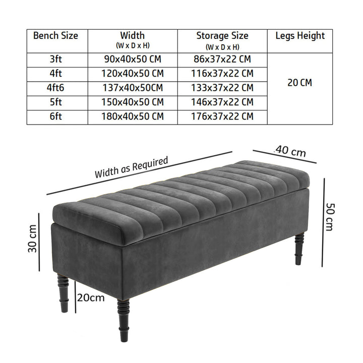 Paris Striped Ottoman Bench with storage