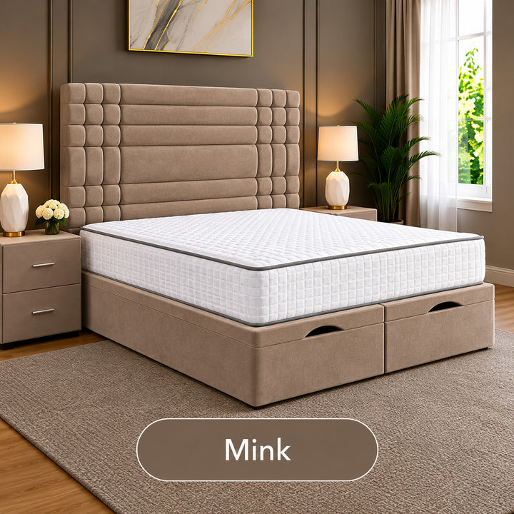 Persia Linear Panel Divan Ottoman Storage Bed Frame