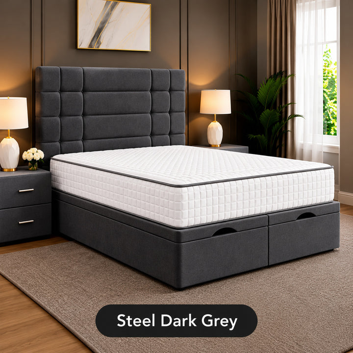Elara Divan Storage Striped Tufted Ottoman Bed Frame