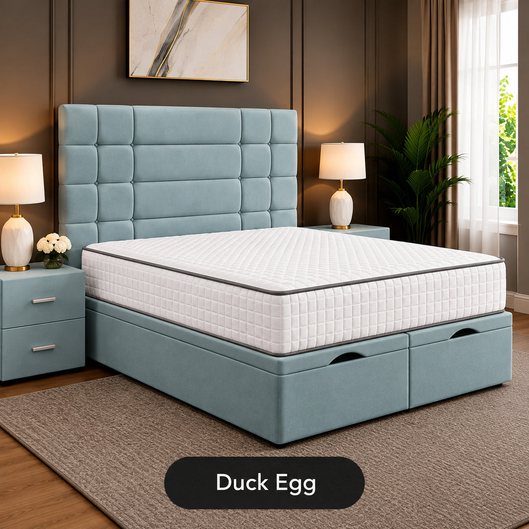 Elara Divan Storage Striped Tufted Ottoman Bed Frame
