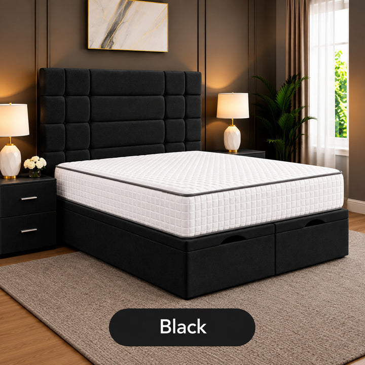 Elara Divan Storage Striped Tufted Ottoman Bed Frame