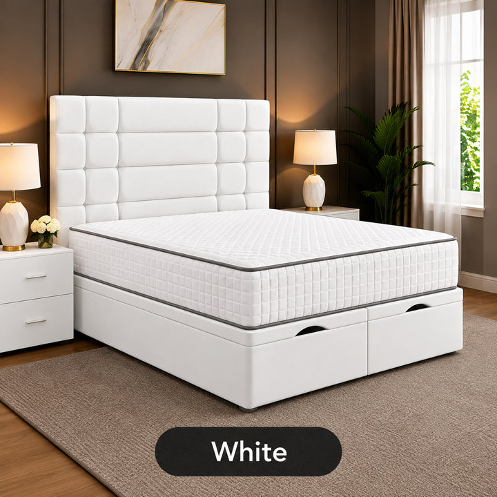 Elara Divan Storage Striped Tufted Ottoman Bed Frame
