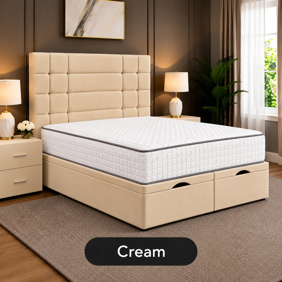 Elara Divan Storage Striped Tufted Ottoman Bed Frame