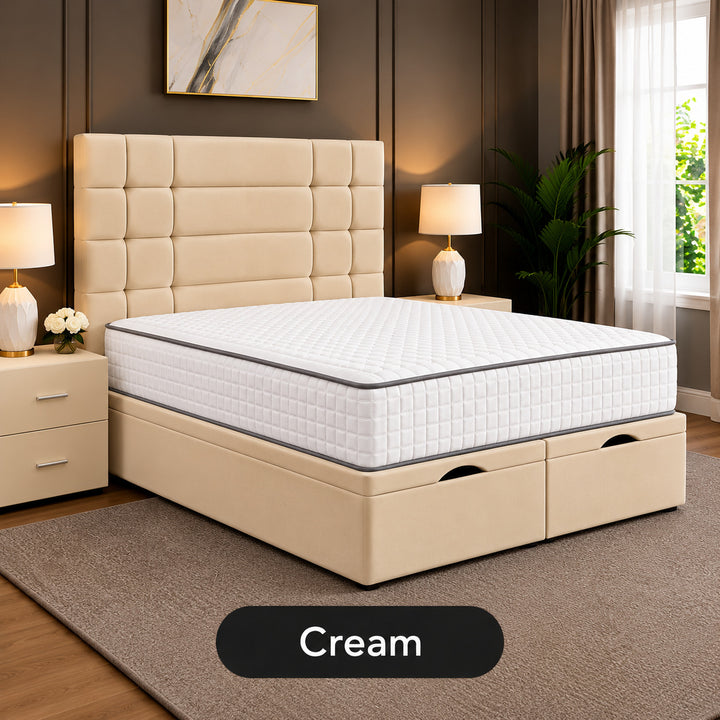 Elara Divan Storage Striped Tufted Ottoman Bed Frame