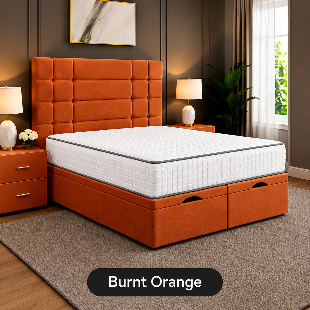 Elara Divan Storage Striped Tufted Ottoman Bed Frame