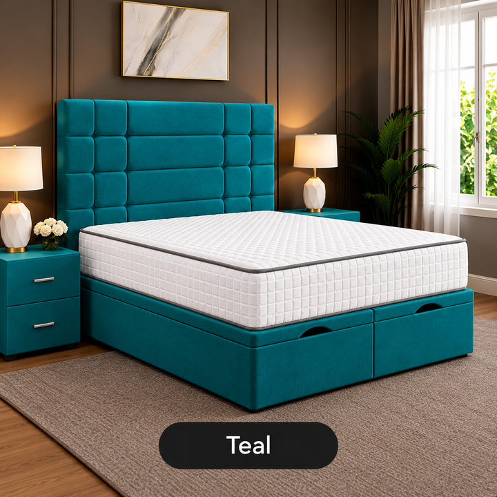 Elara Divan Storage Striped Tufted Ottoman Bed Frame
