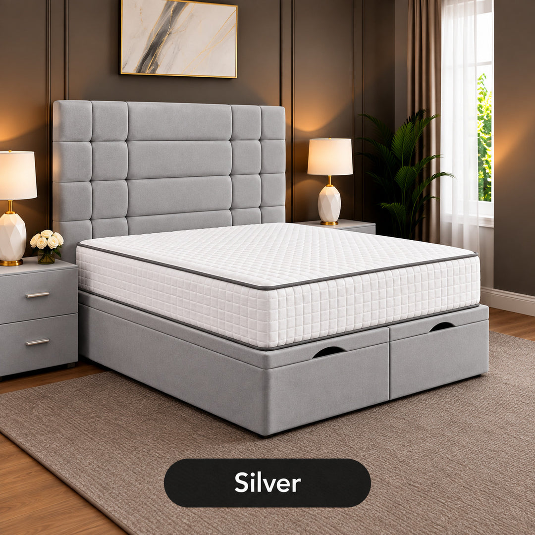 Elara Divan Storage Striped Tufted Ottoman Bed Frame