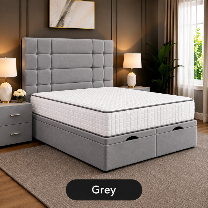 Elara Divan Storage Striped Tufted Ottoman Bed Frame