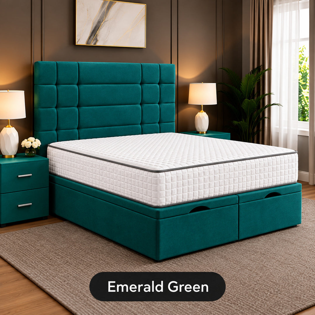 Elara Divan Storage Striped Tufted Ottoman Bed Frame