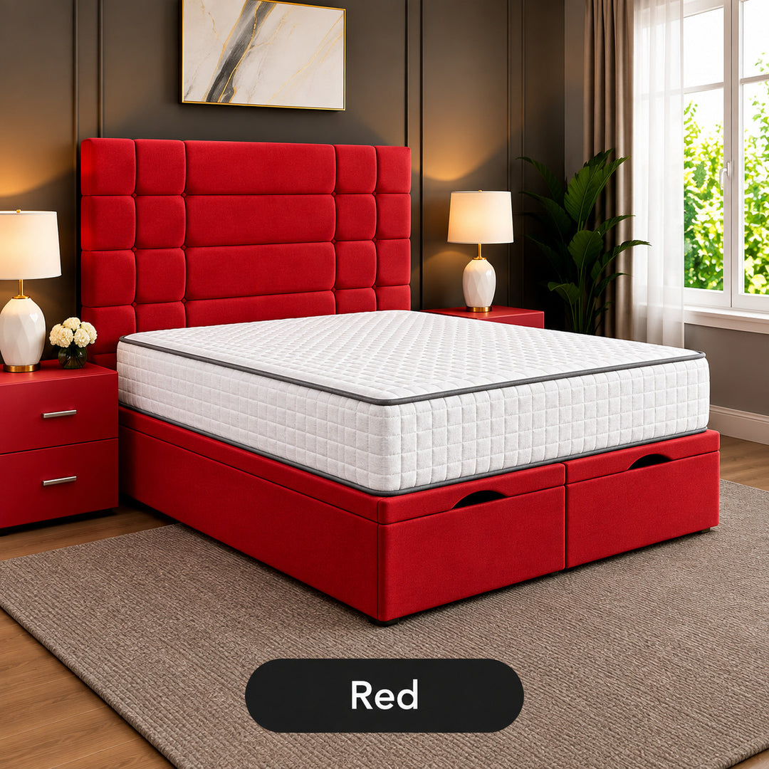 Elara Divan Storage Striped Tufted Ottoman Bed Frame