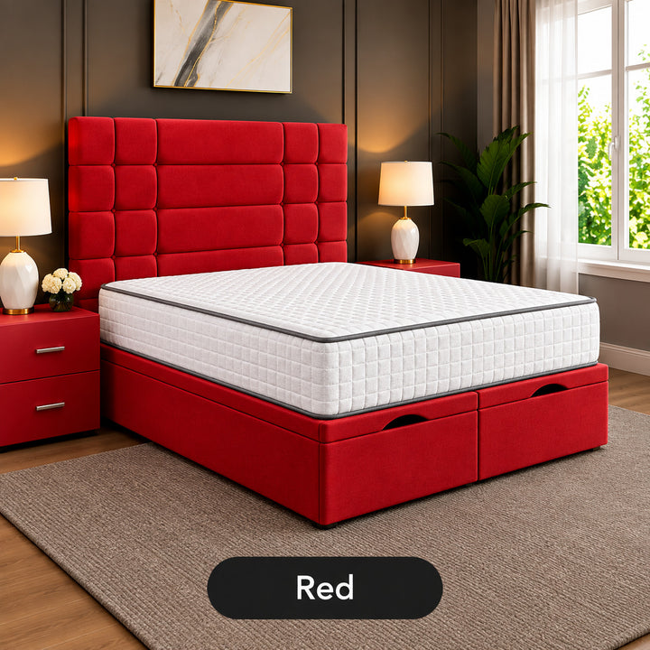 Elara Divan Storage Striped Tufted Ottoman Bed Frame