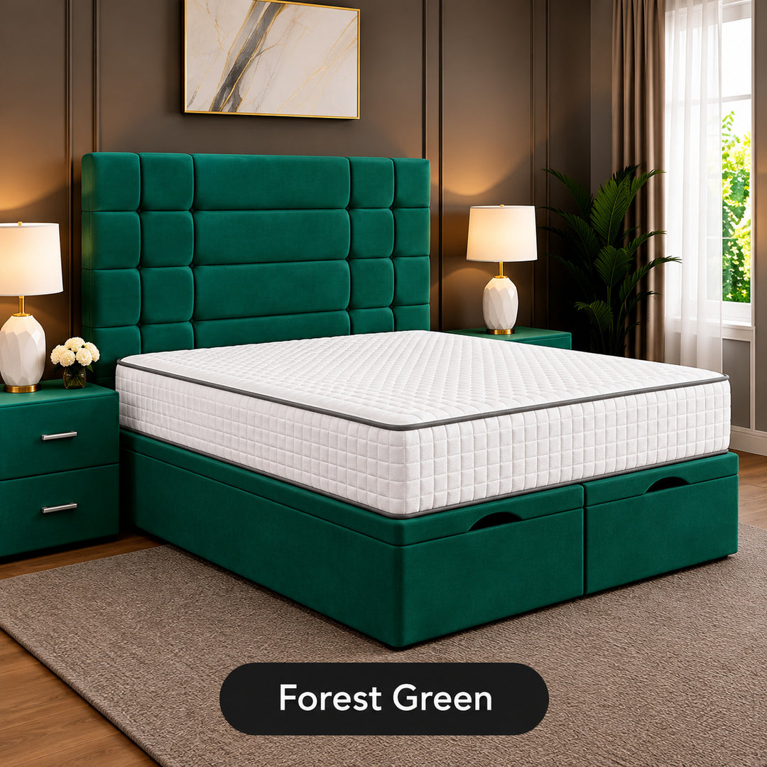 Elara Divan Storage Striped Tufted Ottoman Bed Frame