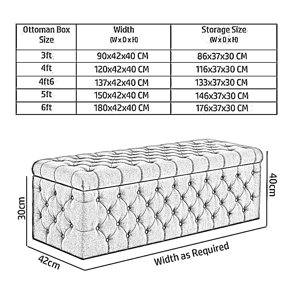 Lux Velvet Upholstered Chesterfield Storage Ottoman Box