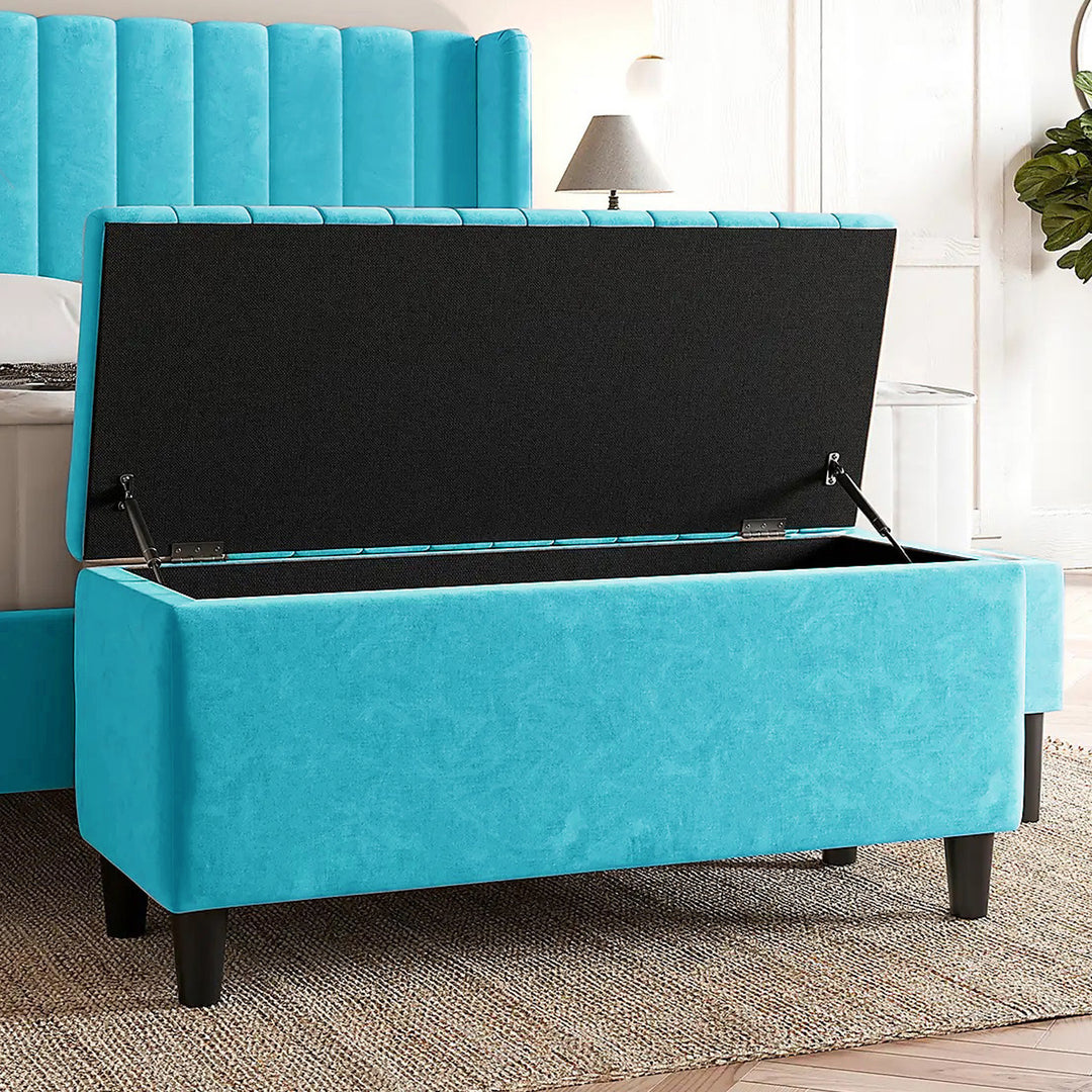 Lined Upholstered Ottoman Storage Box