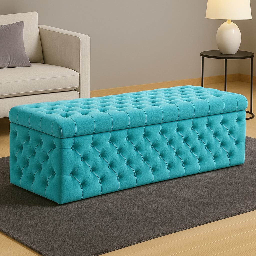 Lux Velvet Upholstered Chesterfield Storage Ottoman Box