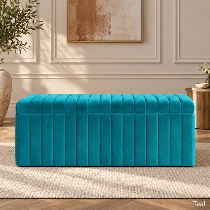 Lux Striped Ottoman Storage Box in Velvet
