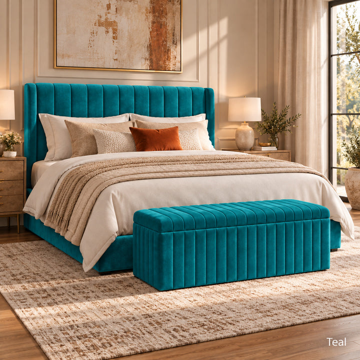Lux Striped Ottoman Storage Box in Velvet