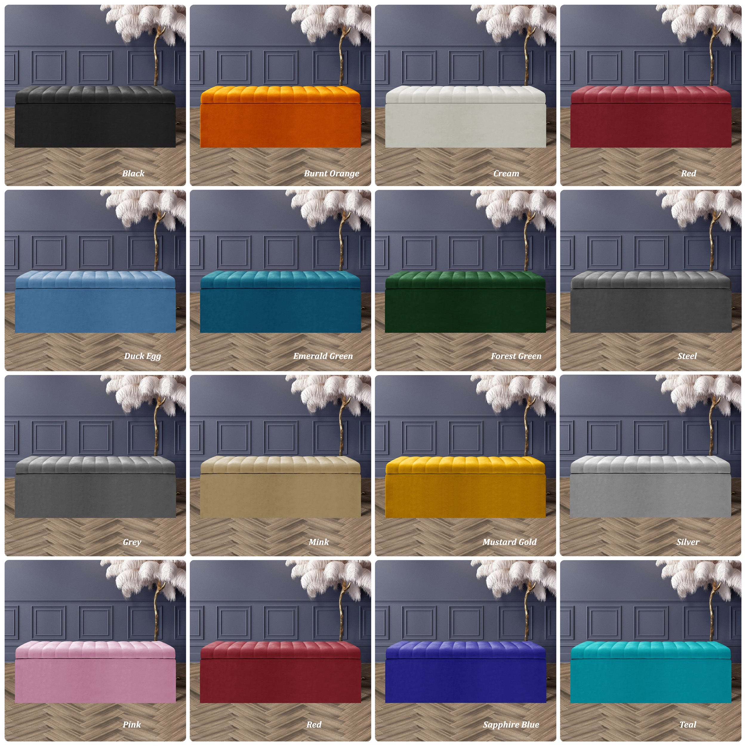 Safar Large Ottoman Storage Box - Upholstered Blanket Box