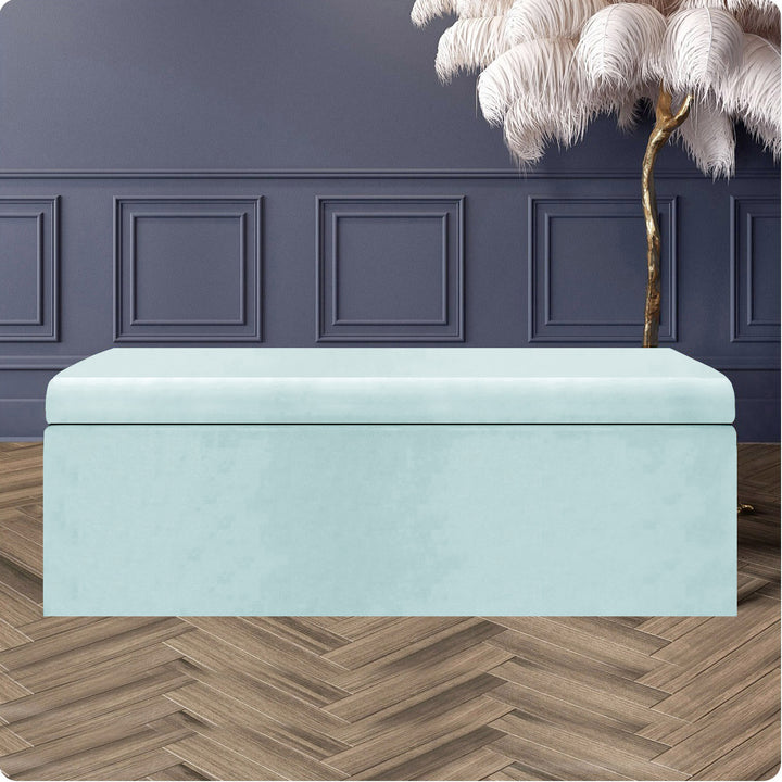 Safar Large Velvet Ottoman Storage Box with Plain Lid