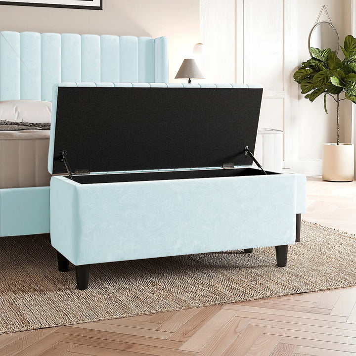 Lined Upholstered Ottoman Storage Box
