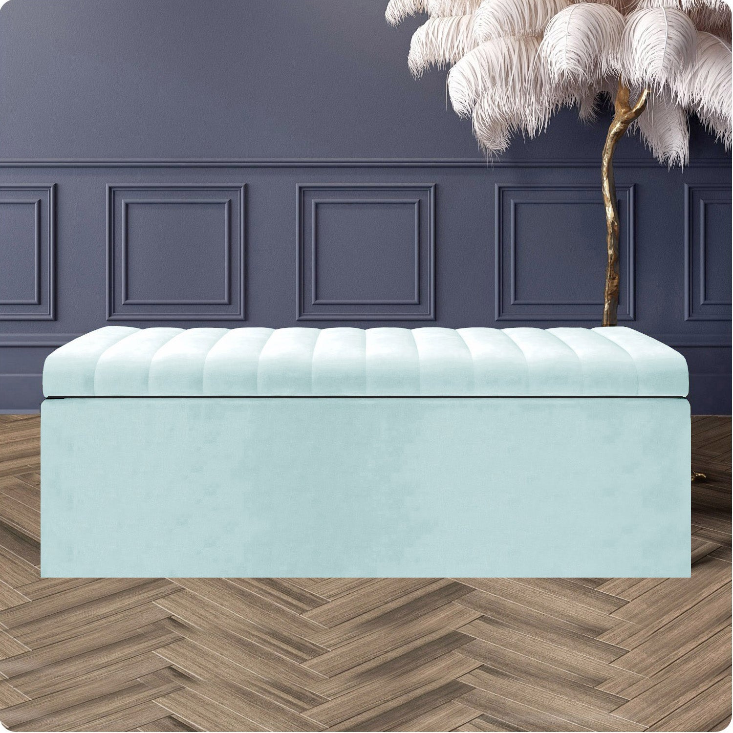 Safar Large Ottoman Storage Box - Upholstered Blanket Box