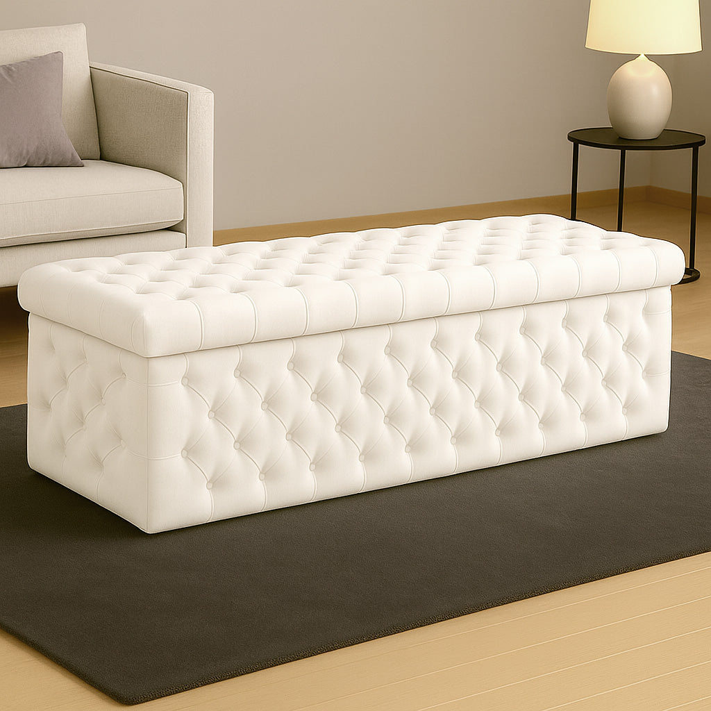 Lux Velvet Upholstered Chesterfield Storage Ottoman Box
