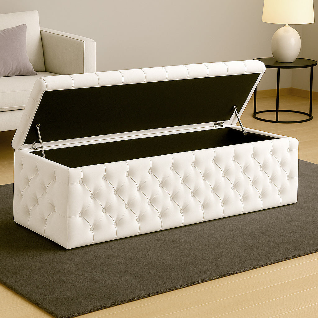 Lux Velvet Upholstered Chesterfield Storage Ottoman Box