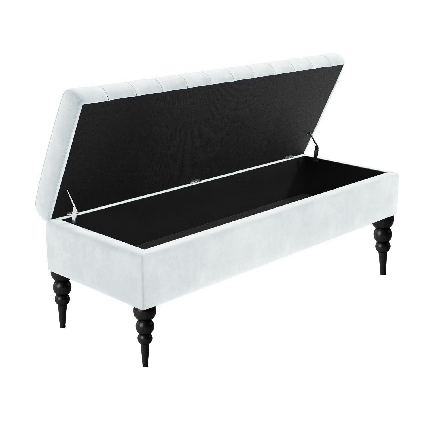 Sierra Ottoman Storage Bench with Black Turned Wooden Legs