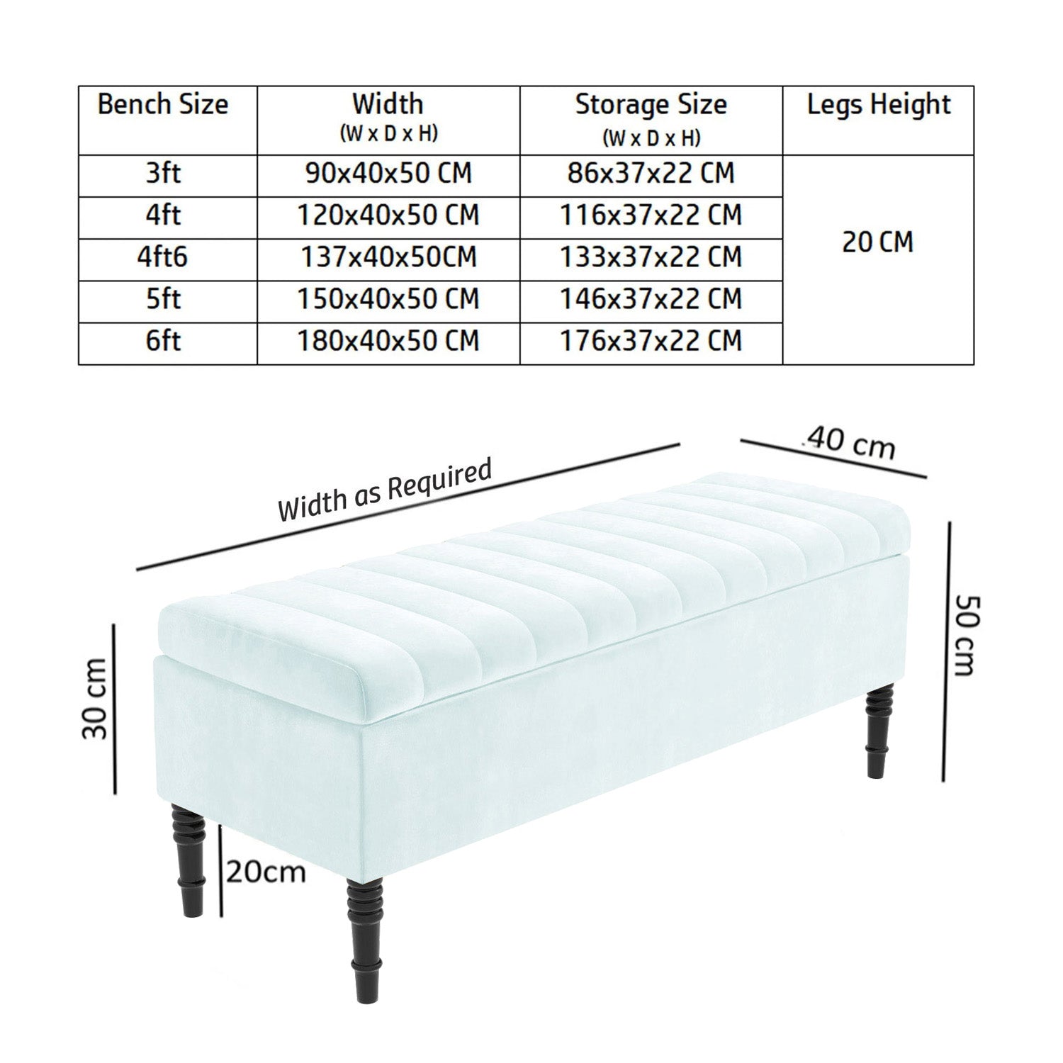 Paris Striped Ottoman Bench with storage