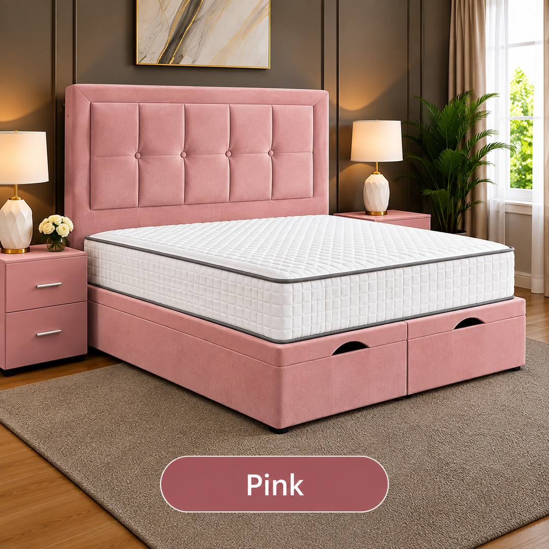 Maria Cubed Tufted Divan Storage Ottoman Bed Frame