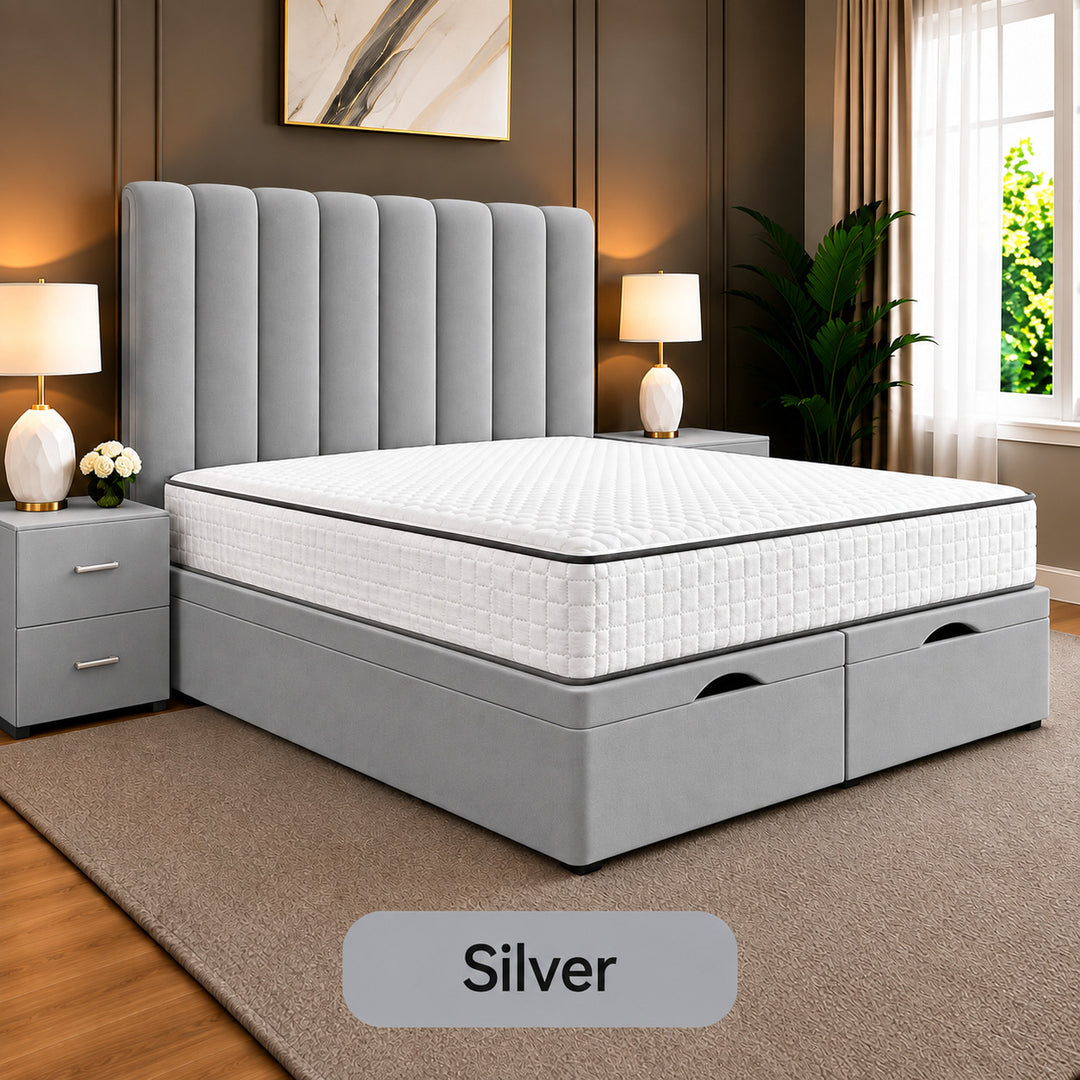 Safar Striped Divan Storage Ottoman Bed Frame