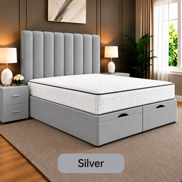Safar Striped Divan Storage Ottoman Bed Frame