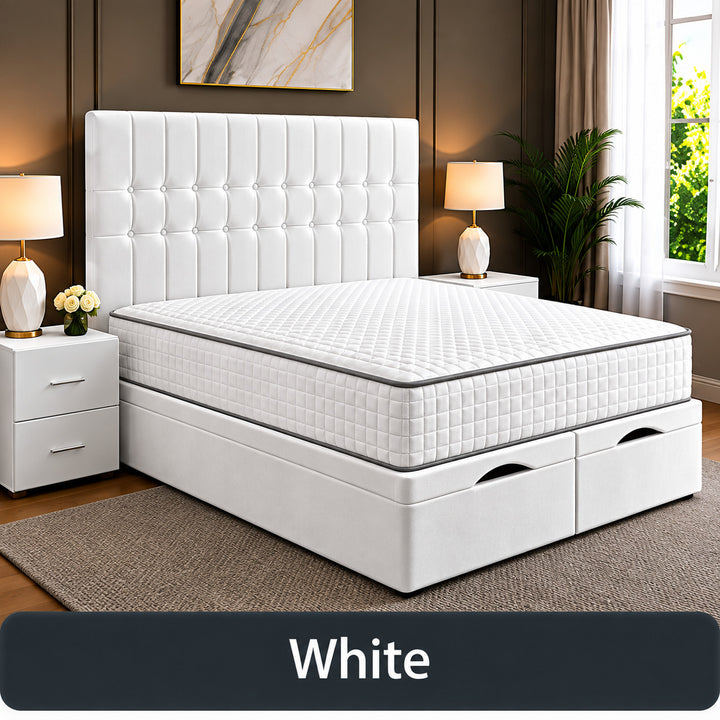Sarah Divan Storage Striped Tufted Ottoman Bed Frame
