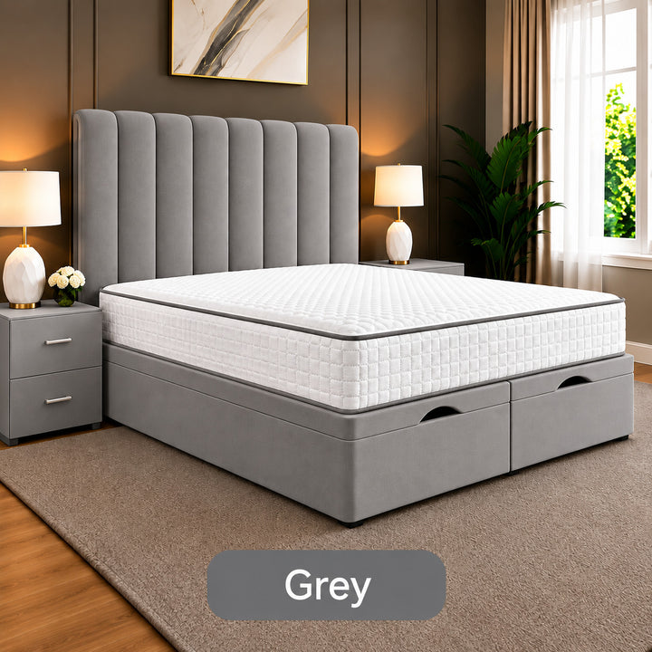 Safar Striped Divan Storage Ottoman Bed Frame