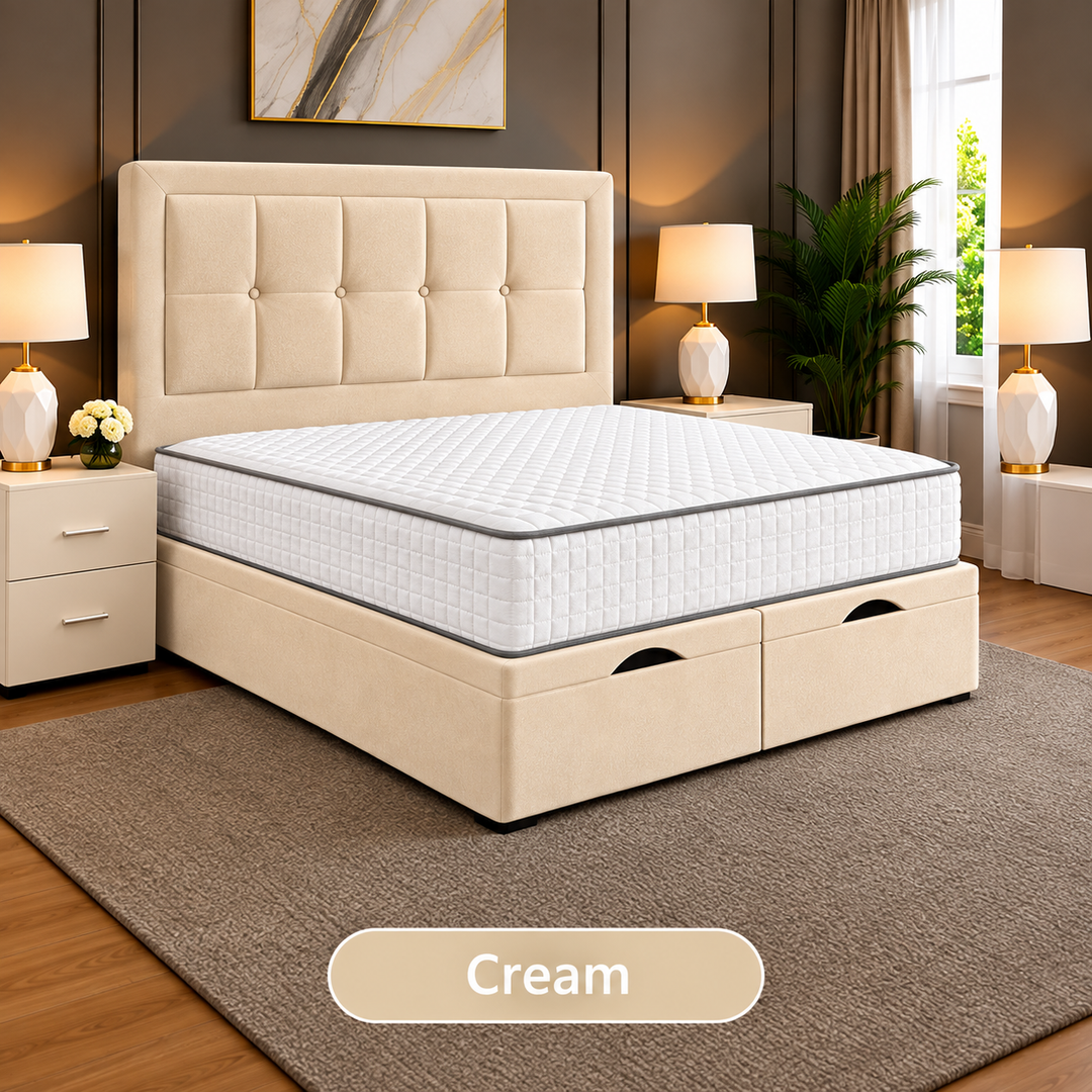 Maria Cubed Tufted Divan Storage Ottoman Bed Frame