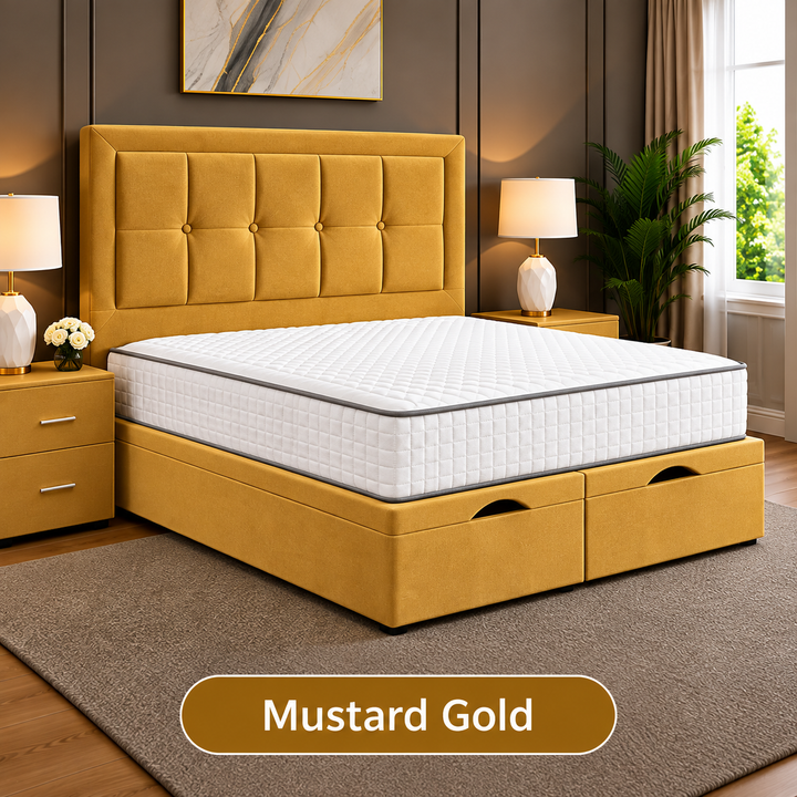 Maria Cubed Tufted Divan Storage Ottoman Bed Frame
