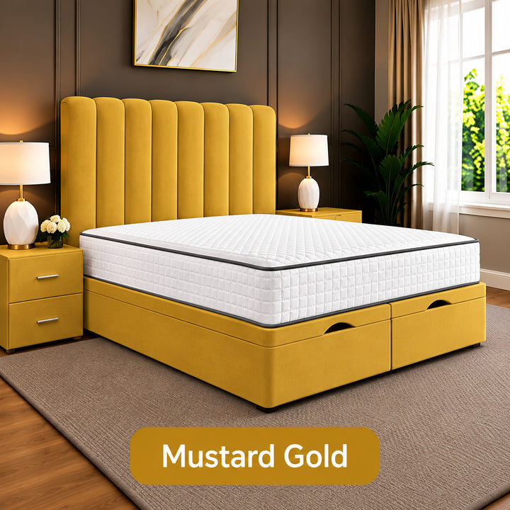 Safar Striped Divan Storage Ottoman Bed Frame