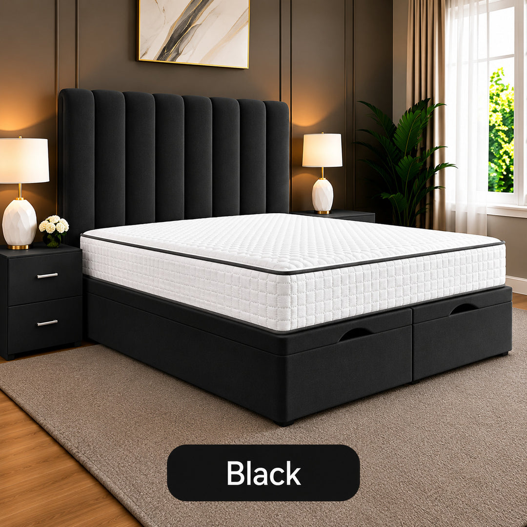 Safar Striped Divan Storage Ottoman Bed Frame