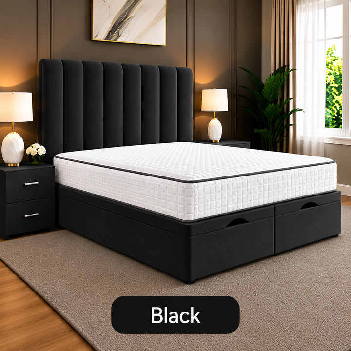 Safar Striped Divan Storage Ottoman Bed Frame