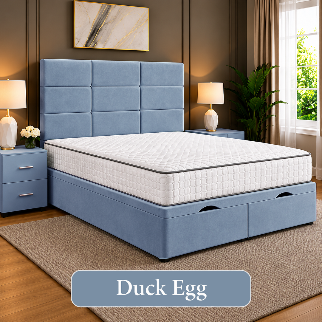Lux Cubed Tufted Divan Storage Ottoman Bed Frame